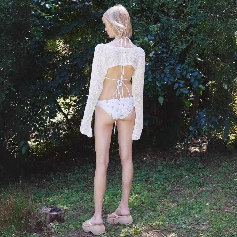 Dame Cropped Kogleærmet Strikoverdel Stilla