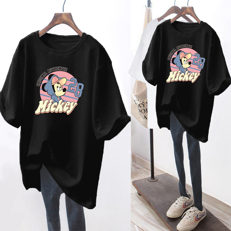 Dame T-shirt med Mickey Mouse design og afslappet oversized skæring Stilla