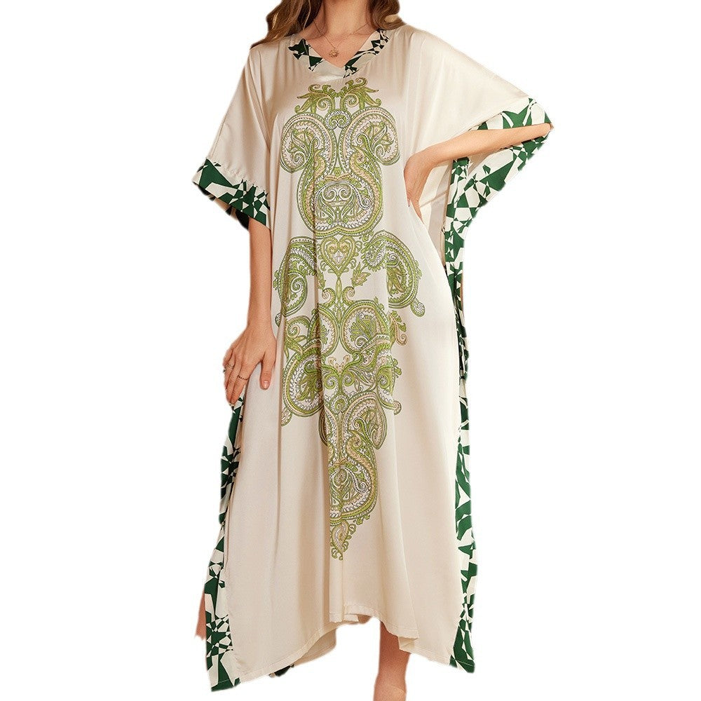 Dame elegant Kimono-Style Strandkaftan med blomstret design Stilla