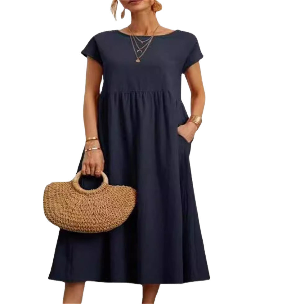 Dame afslappet midikjole med elegant snit og praktiske lommer Stilla