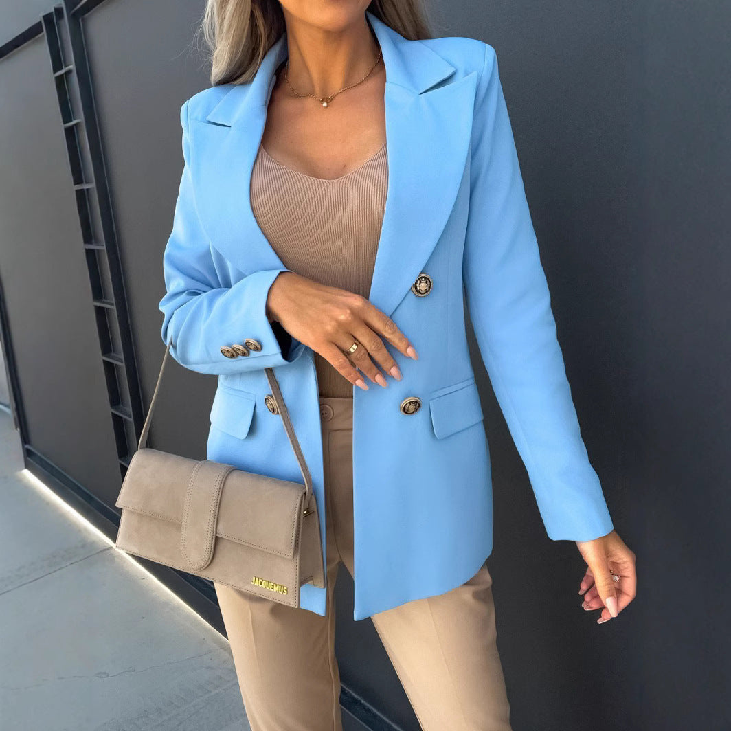 Dame Elegant Blazerjakke med dobbelt knaplukning og høj kvalitet skæring Stilla