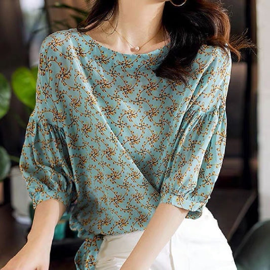 Dame afslappet bluse med puffærmer Stilla