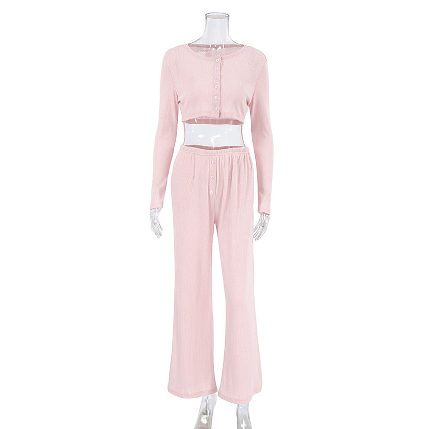 Dame Cropped Pullover og brede Bukser Sæt Stilla