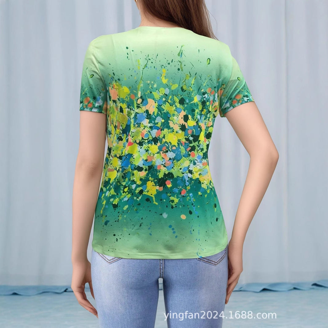 Dame Abstract Art Grafik T-Shirt Stilla