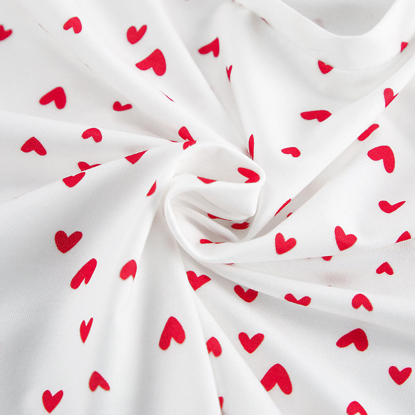 Dame cropped-top og high-waist shorts sæt med hjertemotiv Stilla