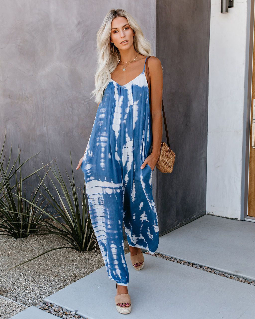 Dame Maximalt Fritids-Jumpsuit med Spaghettistropper Stilla