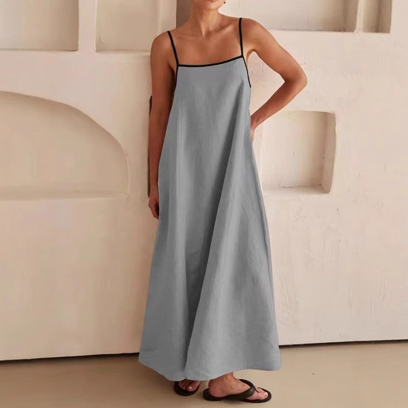 Dame afslappet maxikjole med tynde stropper og flydende snit Stilla