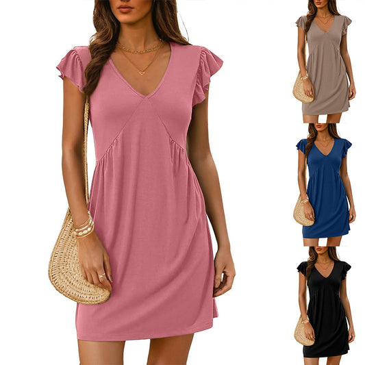 Dame afslappet omslagskjorte med flæsedetaljer og dyb V-udskæring Stilla