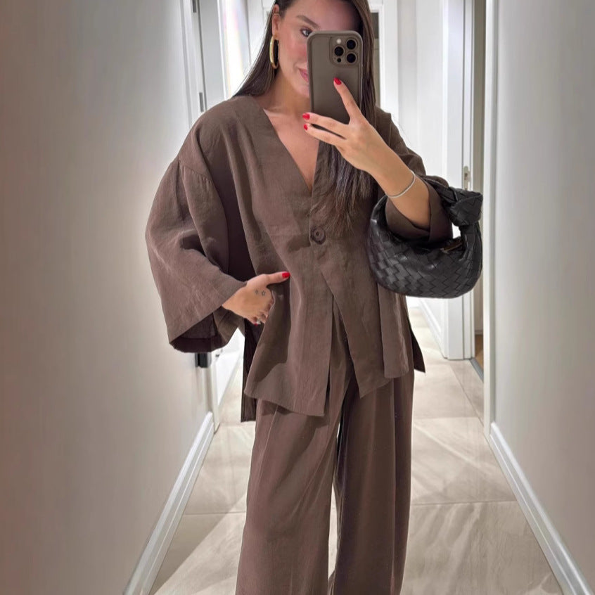 Dame afslappet linnedragt med løs pasform Stilla