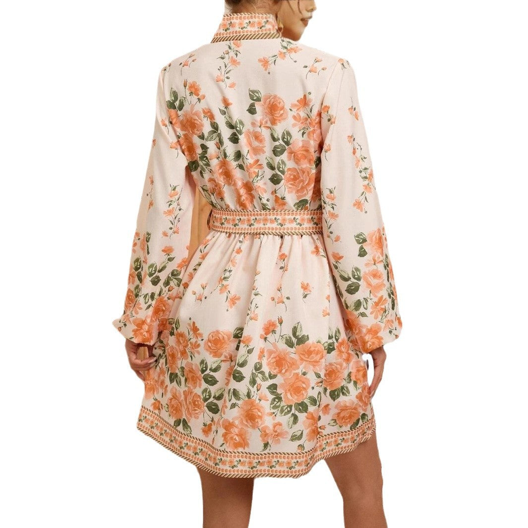 Dame Elegant Blomstertryk Kimono Kjole Stilla