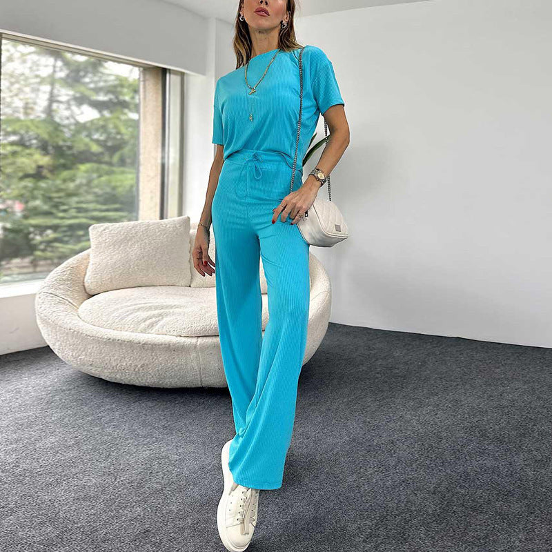 Dame Ripp-jumpsuit med elastisk taljejustering og bredt ben Stilla