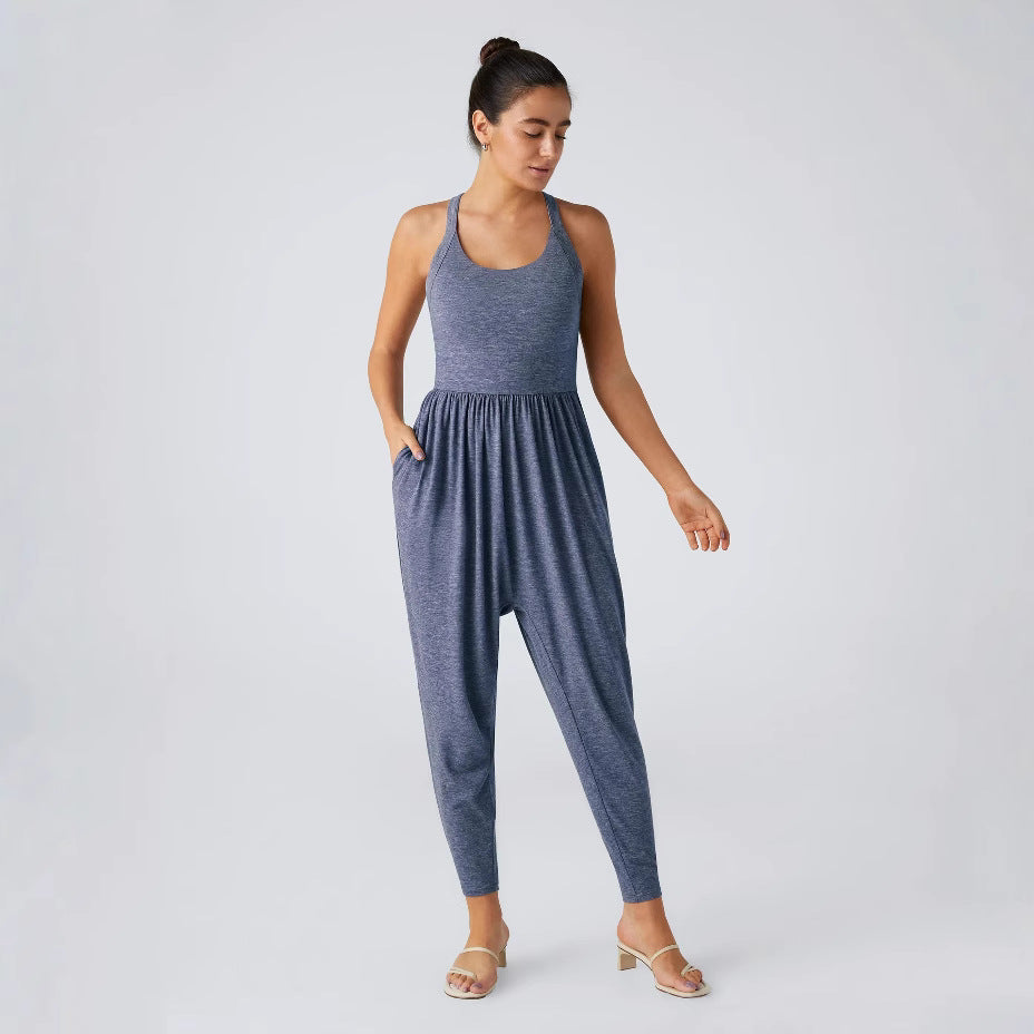 Dame livlig jumpsuit med lommer og bred pasform Stilla