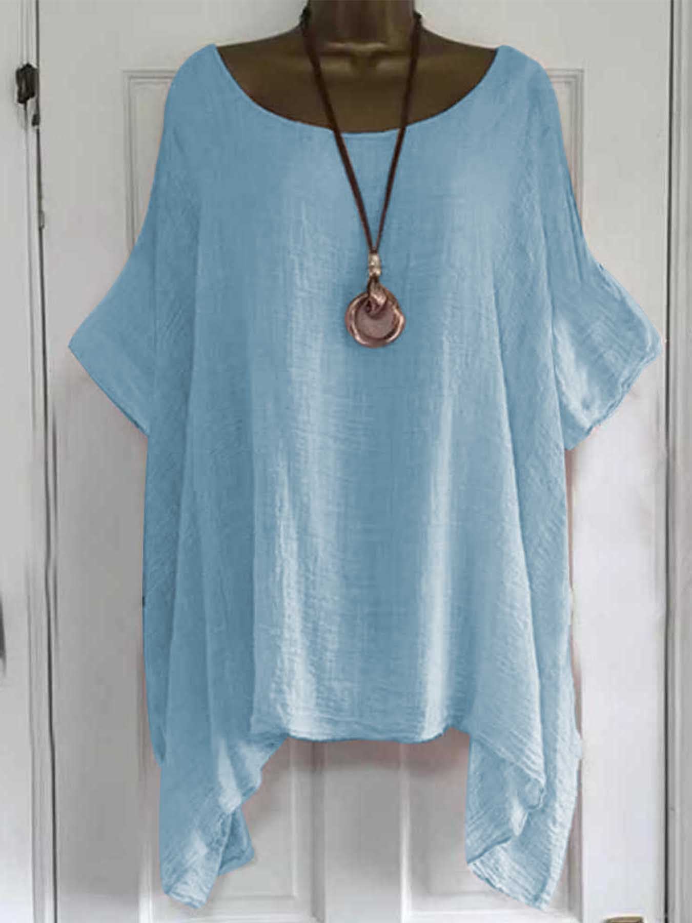 Dame afslappet oversized bluse shirt i let materiale med løs pasform Stilla