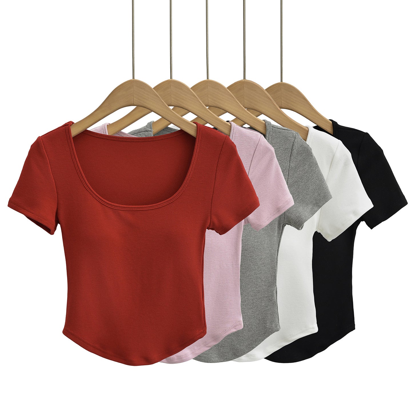 Dame elastisk rundhalset kortærmet skjorte med tætsiddende snit og blød bærekomfort Stilla