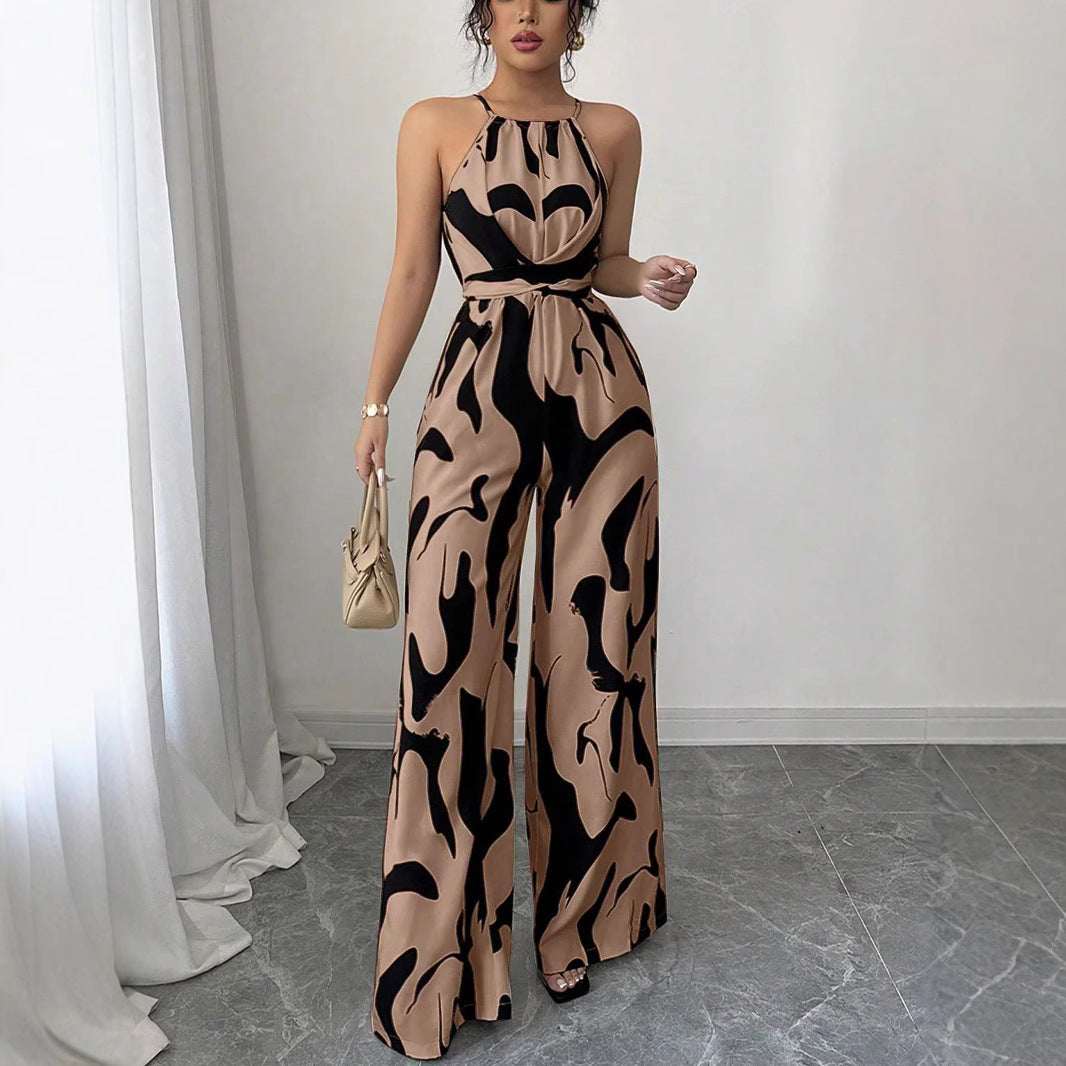 Dame jumpsuit med høj krave og elegant drapering Stilla