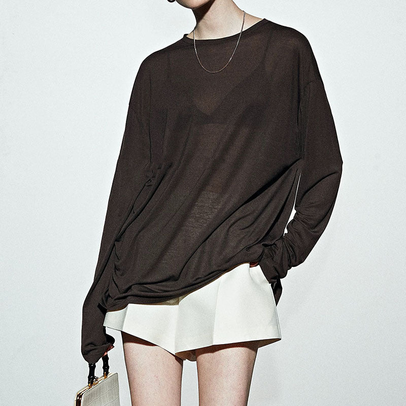 Dame afslappet langærmet skjorte med elegant snit Stilla