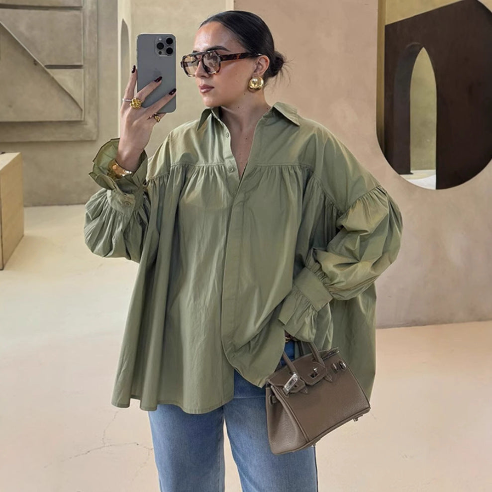 Dame elegant bluse med stilfuldt flæse-design Stilla