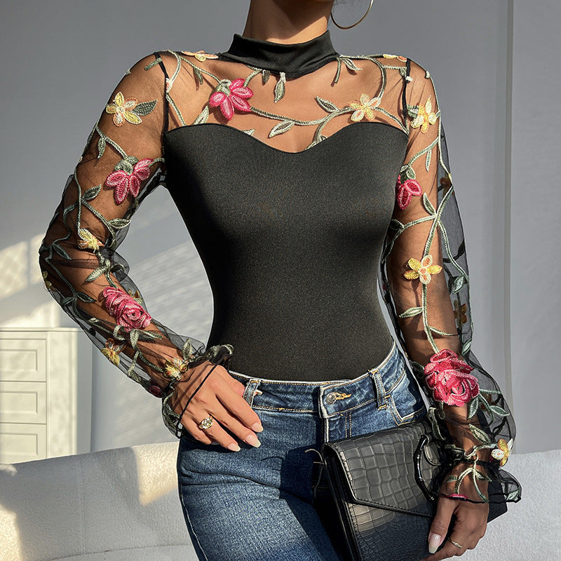 Dame Elegant Body med specialiseret blomst- og netdesign Stilla