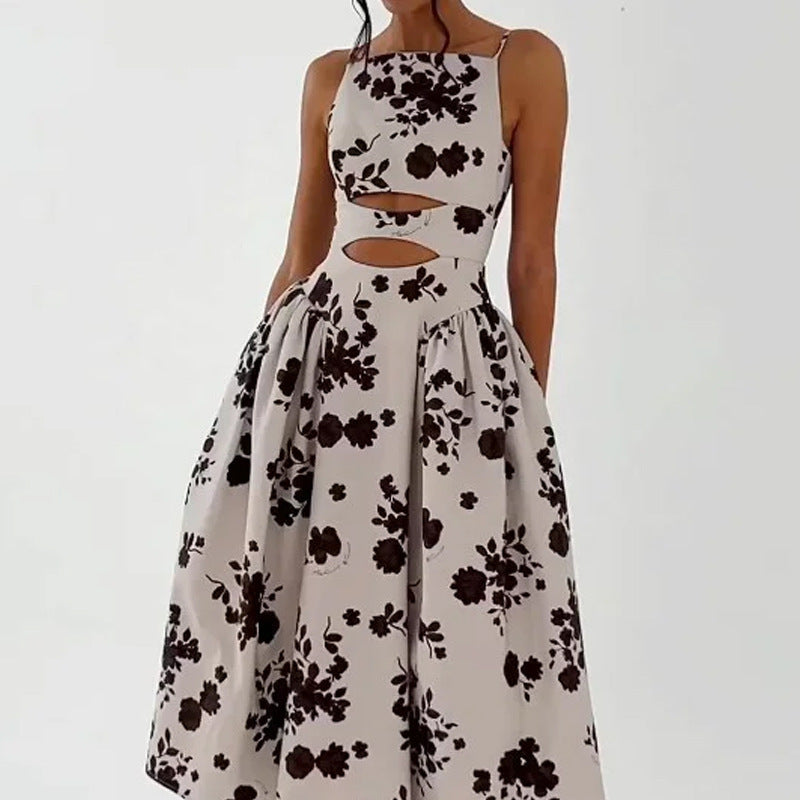 Dame A-formet kjole med udskæringer og blomstertryk Stilla