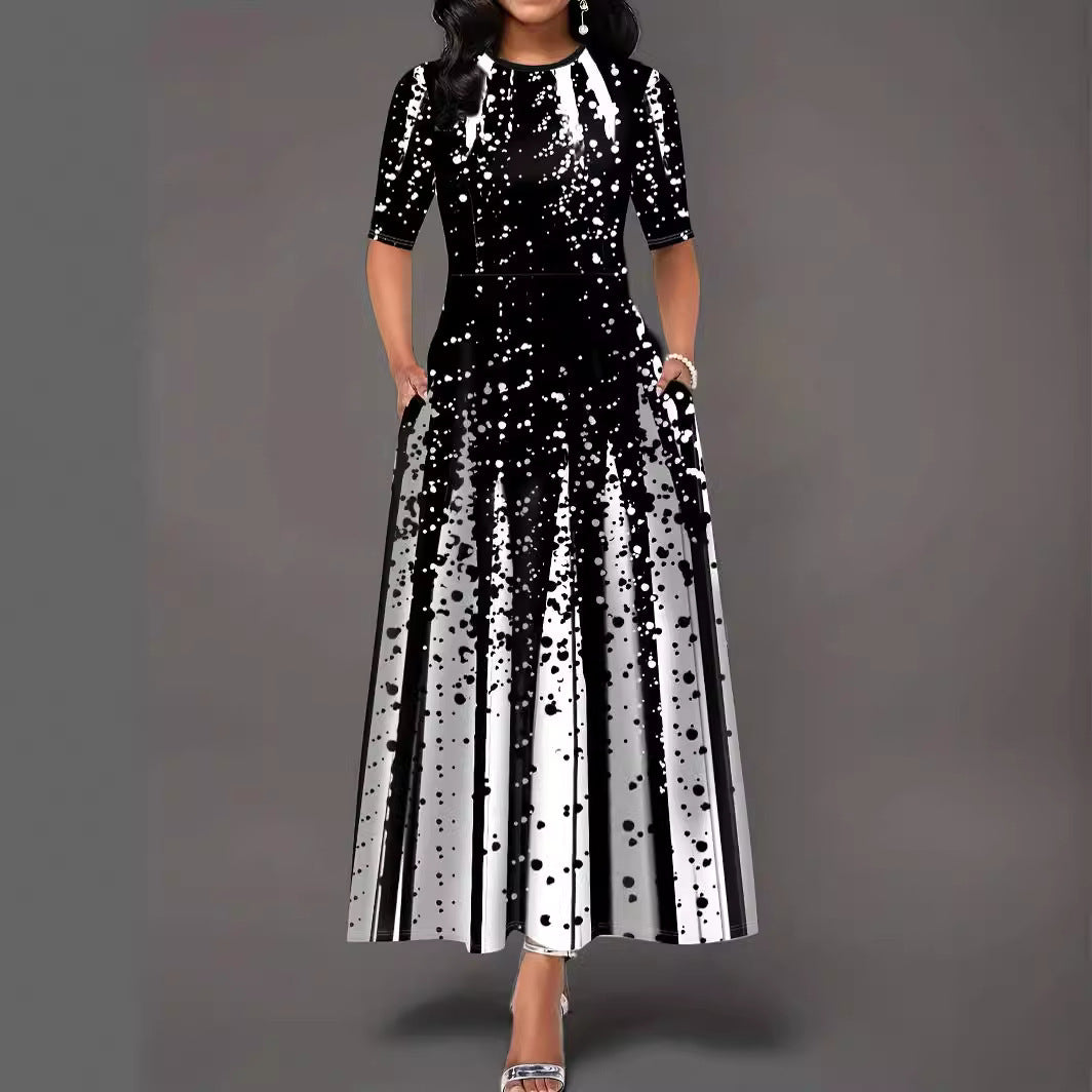 Dame Elegant A-linje Maxikjole med modernetryk Stilla