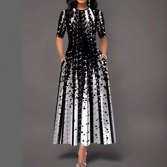 Dame Elegant A-linje Maxikjole med modernetryk Stilla