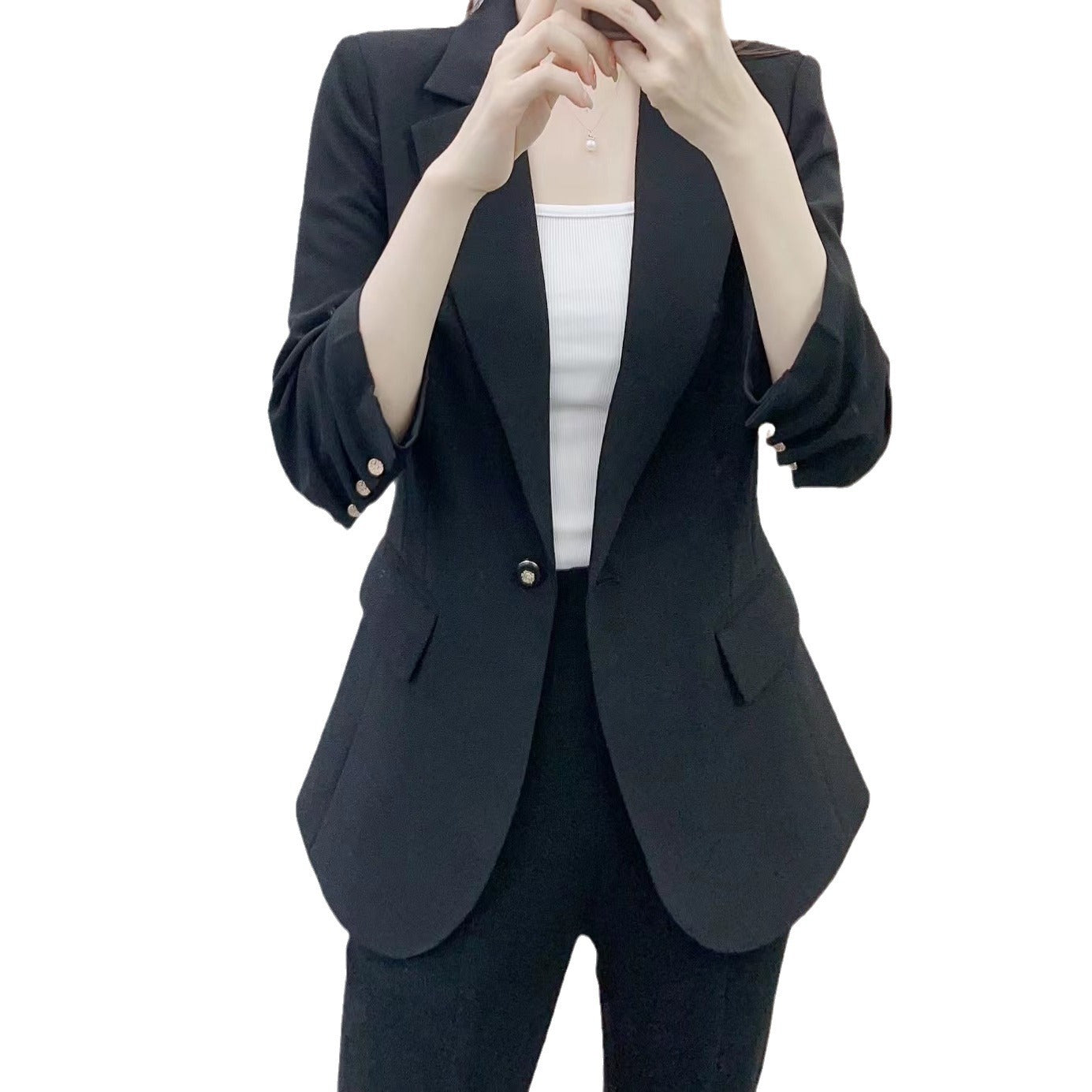 Dame Elegant Businessblazer med figursyet snit og praktiske lommer Stilla