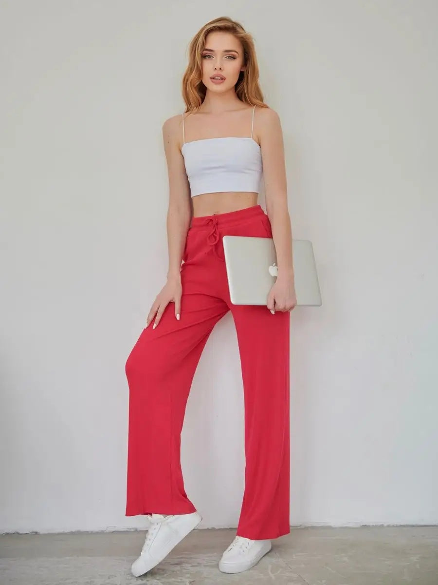 Dame afslappet komfortbukser med elastisk talje og praktiske lommer Stilla