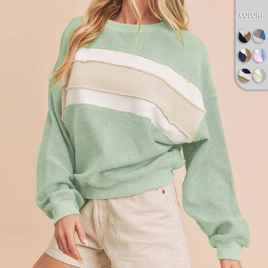 Dame afslappet oversized sweater med moderigtigt stribemønster og blødt materiale Stilla