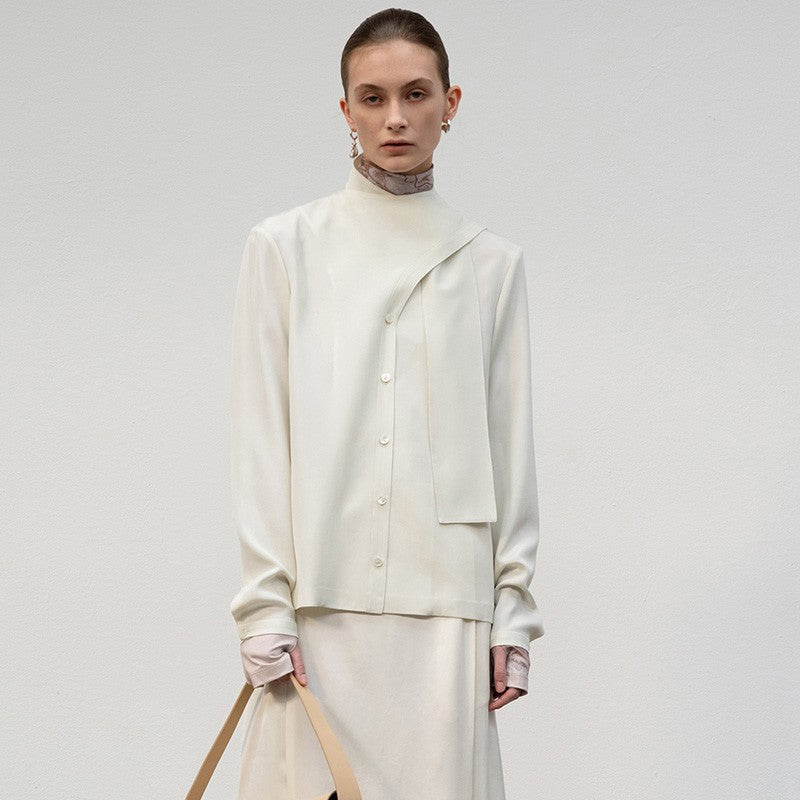 Dame elegant bluse med innovativ krave Stilla