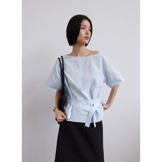 Dame afslappet oversized overdel med justerbart bælte Stilla