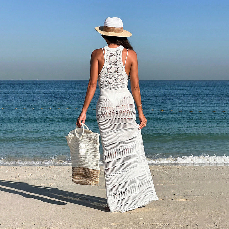 Dame Elegant Hæklede Overkast Maxikjole Stilla