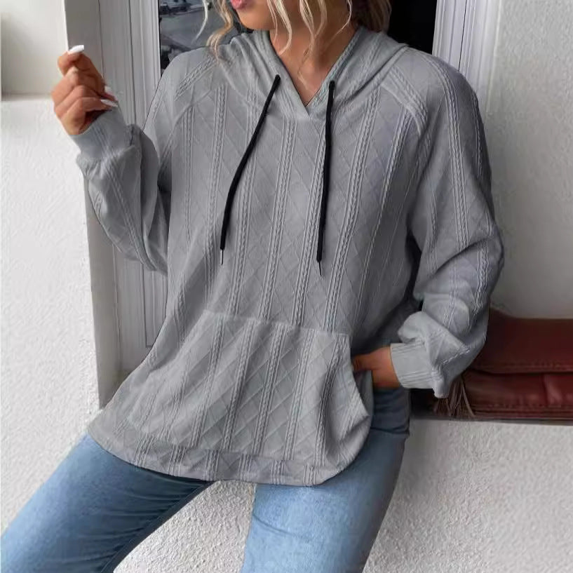 Dame afslappet hættebluse med struktureret strikmønster Stiila