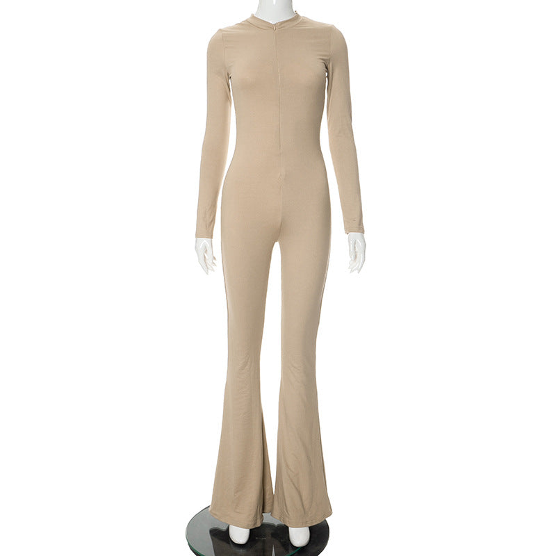 Dame Udringet Langærmet Jumpsuit med Lynlåsdetaljer Stilla