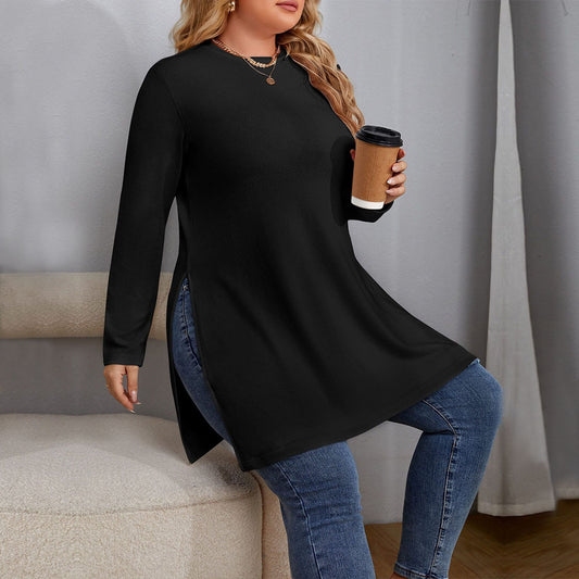 Dame afslappet langærmet skjorte med sidelæg og minimalistisk design Stilla