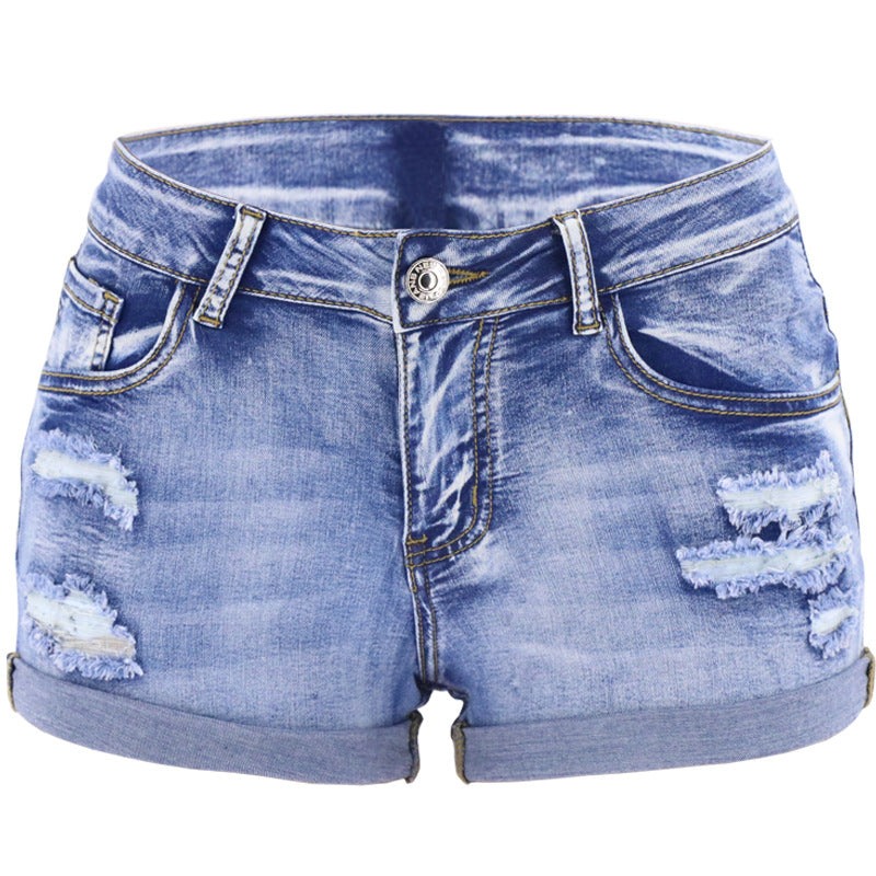 Dame Mode Jeans Shorts med frynset afslutninger og udfransede detaljer Stilla