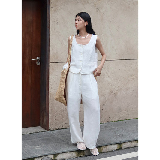 Dame elegant Culotte-bukser med højt foldedesign og løs pasform Stilla