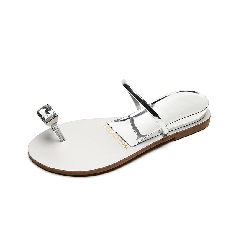 Dame Elegant Åben Tå Rutsjebaner med Dekorativ Strass Accent Stilla