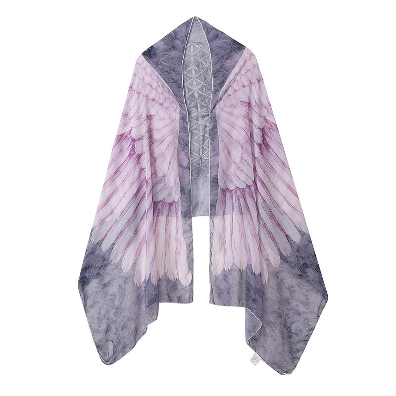 Dame elegant fjer-overkast lavet af let materiale med kunstfærdigt design Stilla