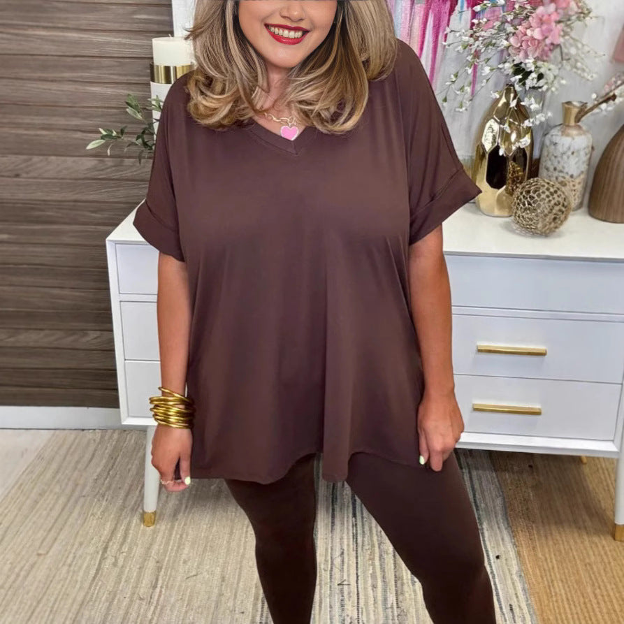 Dame afslappet lounge-outfit med behageligt oversized top og alsidige leggings Stilla