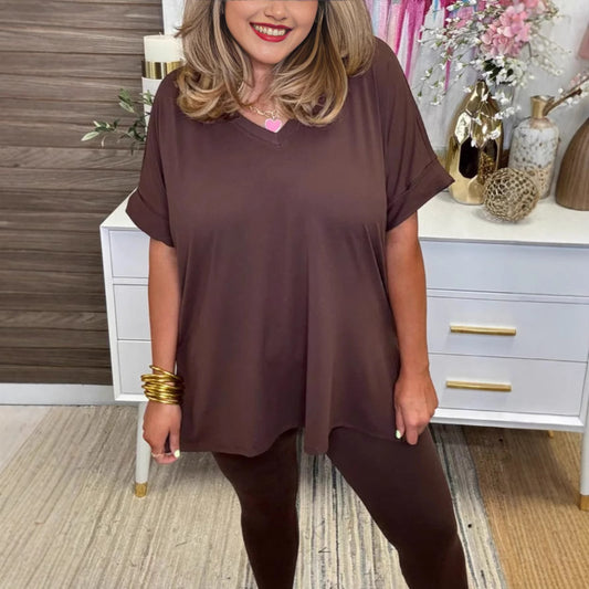 Dame afslappet lounge-outfit med behageligt oversized top og alsidige leggings Stilla