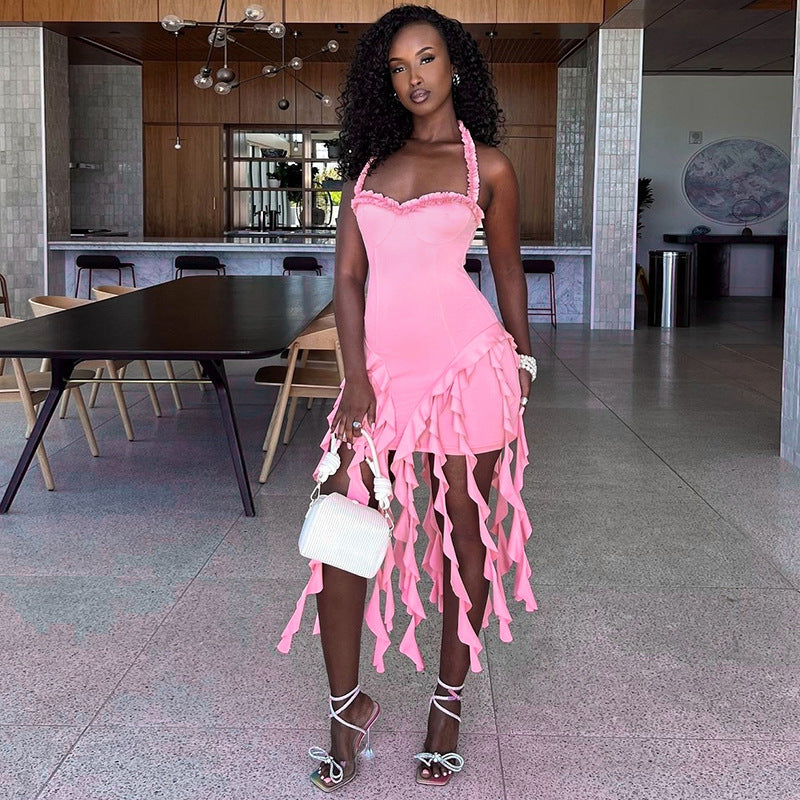 Dame Designer Minikjole med spændende frynser og off-shoulder snit Stilla