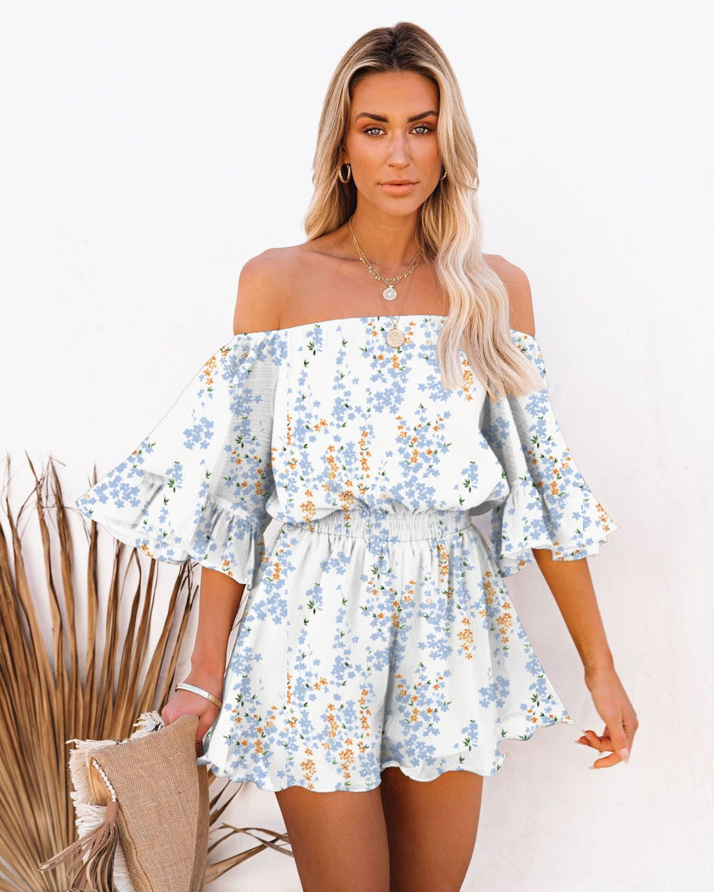 Dame Off-Shoulder Jumpsuit med voluminøse Rüschensleeves Stilla