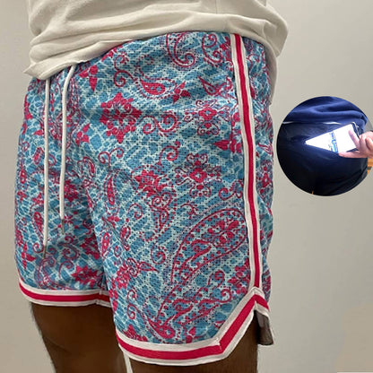 Herrer farverige badshorts med praktisk baglomme og elastisk liv Stilla