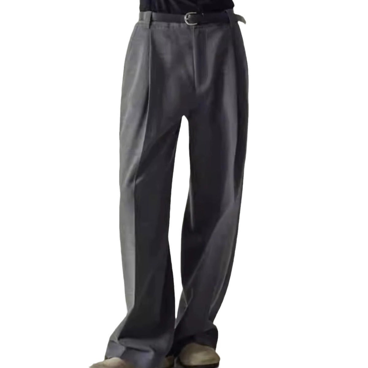 Dame elegant bundfaldenbukser med bredt ben og bindebælte Stilla