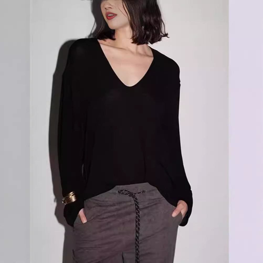 Dame afslappet longsleeve shirt med bred snit og blødt materiale Stilla