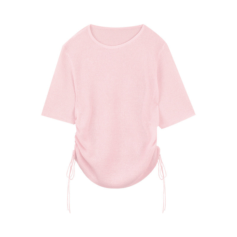 Dame afslappet kortærmet top med raffineret rynkeelement Stilla