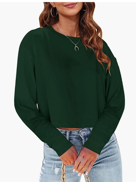 Dame Cropped Langærmet T-shirt med Pufærmer Stilla