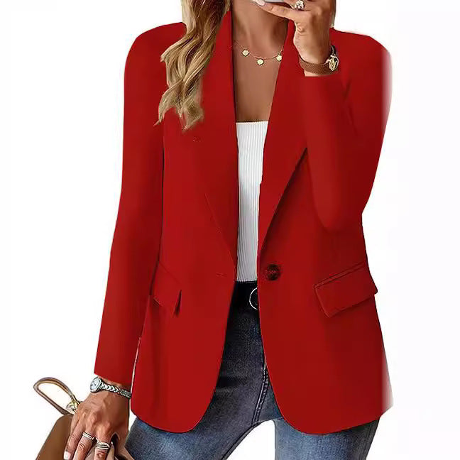 Dame Elegant Casual Blazer med moderne lommer og diskret knap Stilla