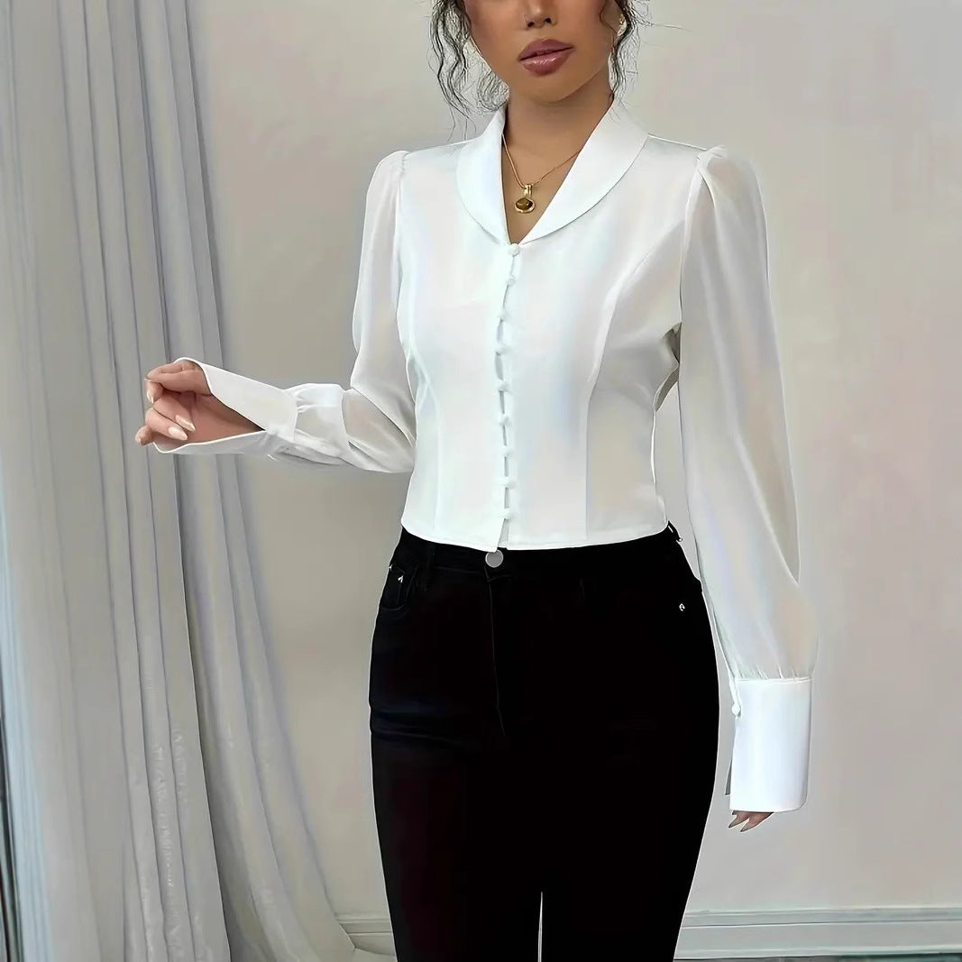 Dame elegant bluse med figursyet snit og legende sløjfedetalje Stilla