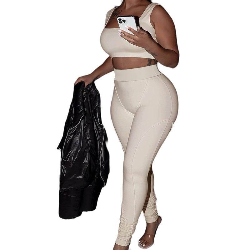 Femme Højtaljede Formende Leggings og Crop Top Sæt Stilla